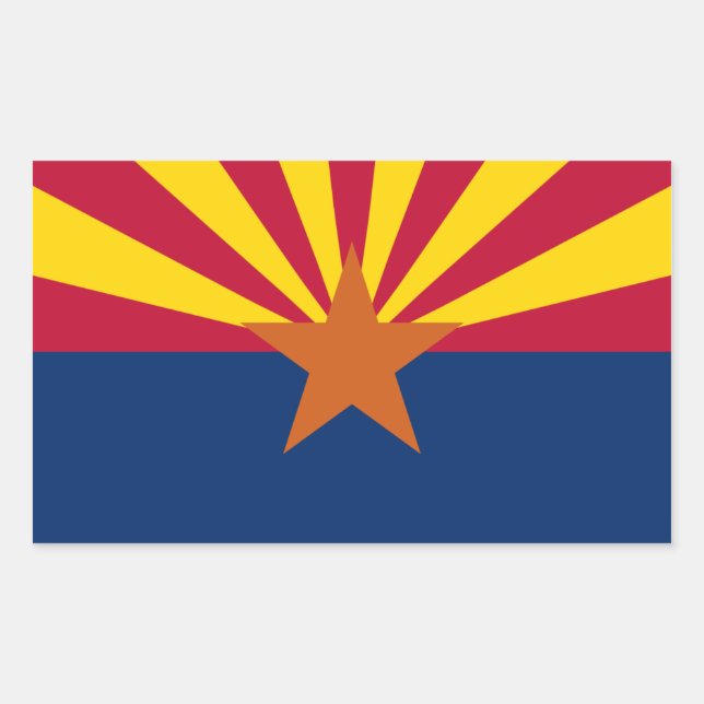Pegatina Rectangular Bandera Estatal de Arizona, Estados Unidos (Anverso)
