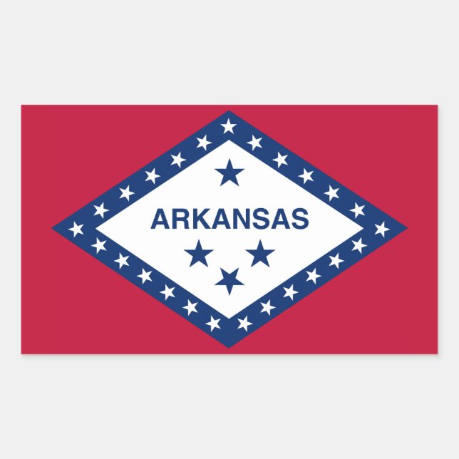 Pegatina Rectangular Bandera estatal de Arkansas (Anverso)