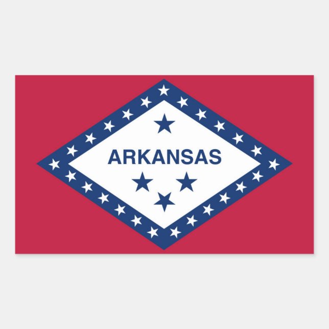 Pegatina Rectangular Bandera estatal de Arkansas (Anverso)
