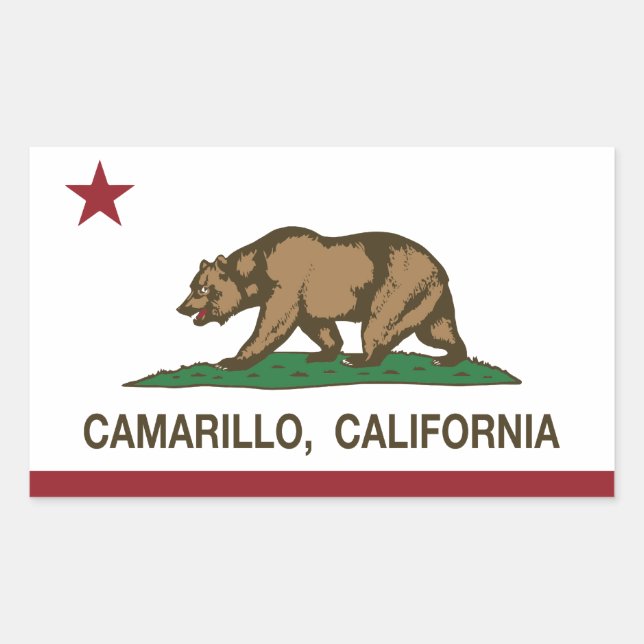 Pegatina Rectangular Bandera estatal de California Camarillo (Anverso)