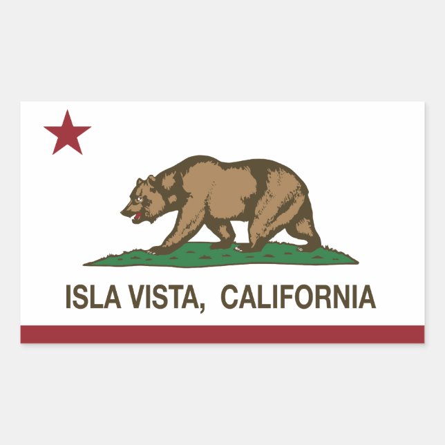 Pegatina Rectangular Bandera estatal de California Isla Vista (Anverso)