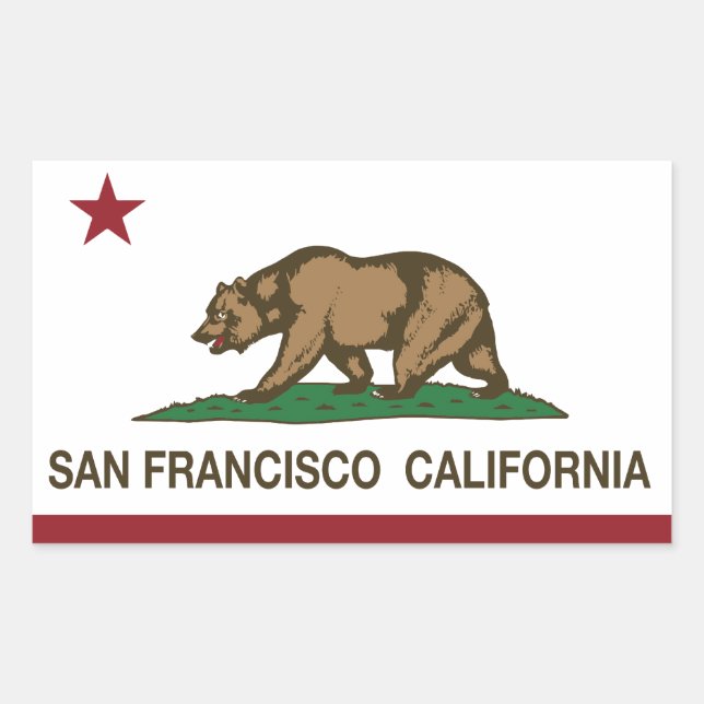 Pegatina Rectangular Bandera estatal de California San Francisco (Anverso)