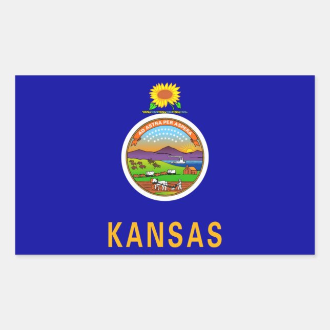 Pegatina Rectangular Bandera estatal de Kansas (Anverso)