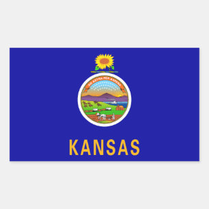 Pegatina Rectangular Bandera estatal de Kansas