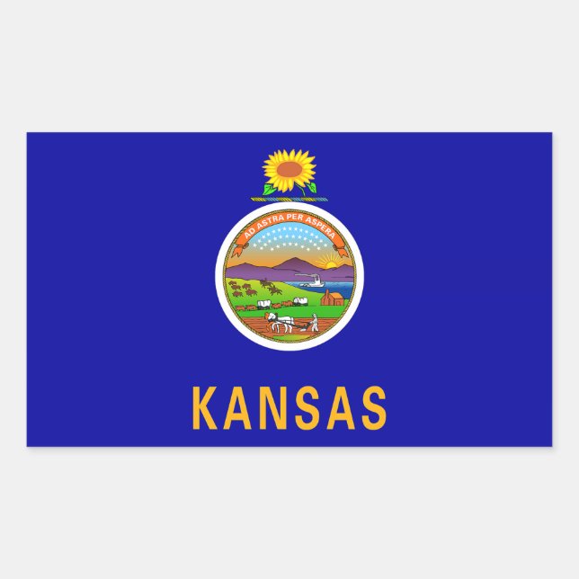 Pegatina Rectangular Bandera estatal de Kansas (Anverso)