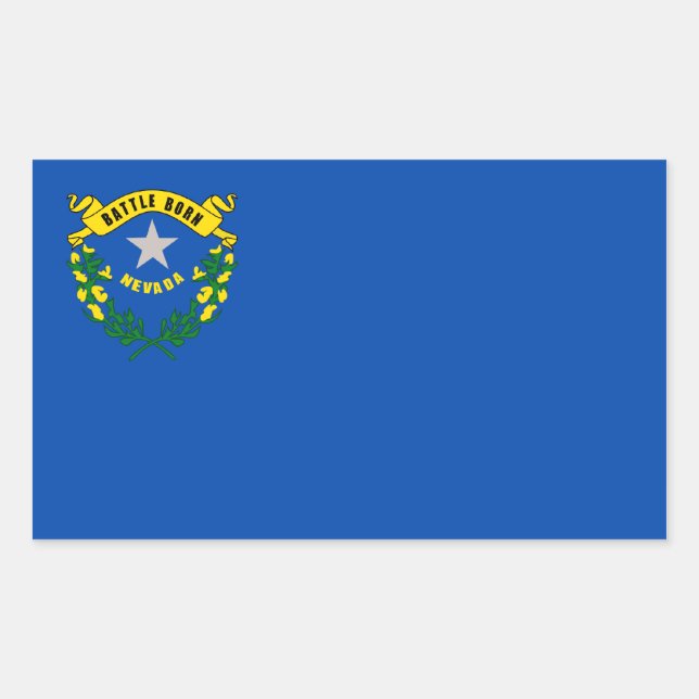 Pegatina Rectangular Bandera Estatal de Nevada, Estados Unidos (Anverso)
