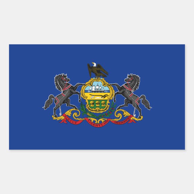 Pegatina Rectangular Bandera Estatal de Pennsylvania, Estados Unidos (Anverso)