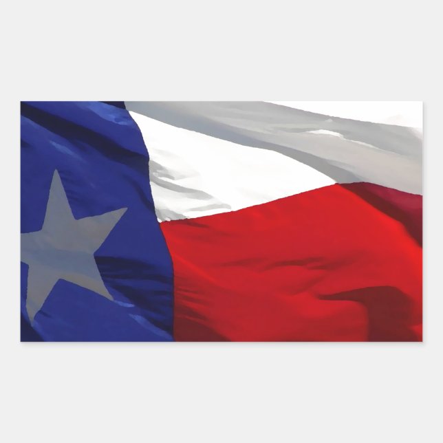 Pegatina Rectangular Bandera Estatal de Texas (Anverso)