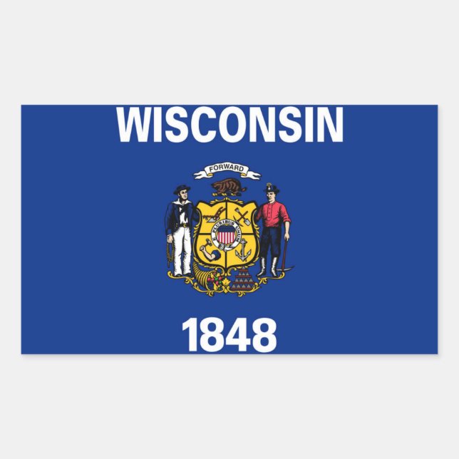 Pegatina Rectangular Bandera estatal de Wisconsin (Anverso)