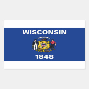 Pegatina Rectangular Bandera estatal de Wisconsin