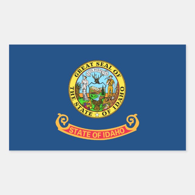 Pegatina Rectangular Bandera Estatal Idaho (Anverso)
