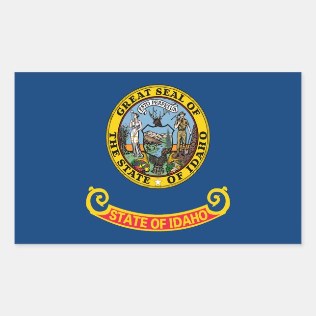 Pegatina Rectangular Bandera Estatal Idaho (Anverso)