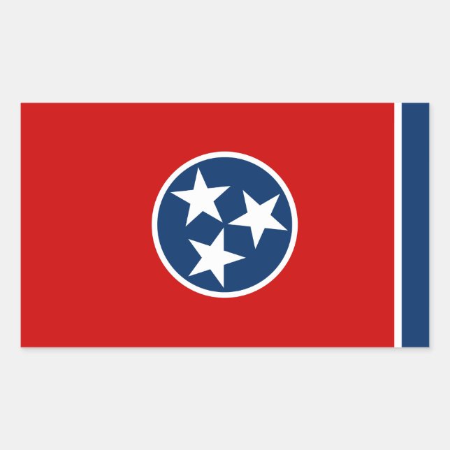 Pegatina Rectangular Bandera Estatal Tennessee (Anverso)