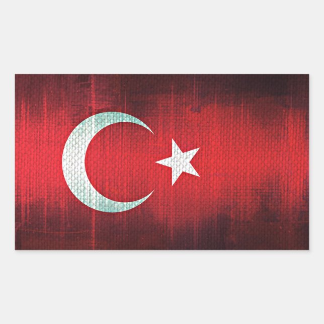 Pegatina Rectangular Bandera estilizada de Turquía (Anverso)