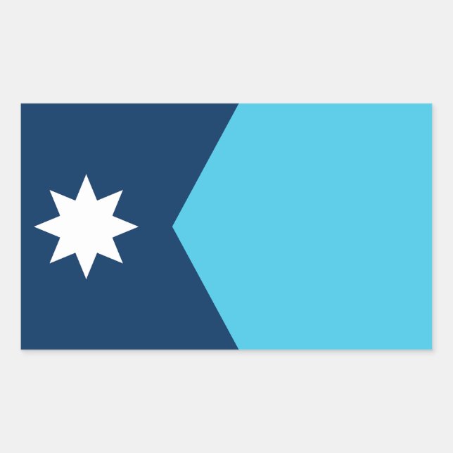 Pegatina Rectangular Bandera Estrella Norte de Minnesota (Anverso)