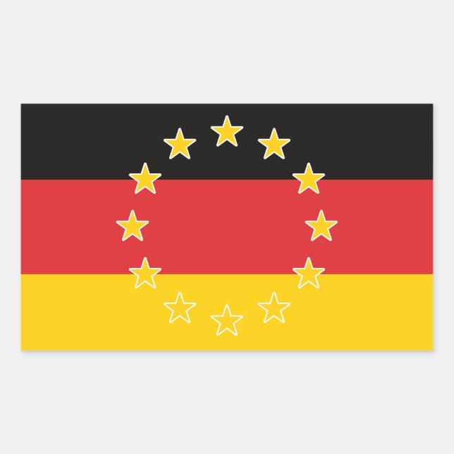 Pegatina Rectangular Bandera europea de Alemania (Anverso)