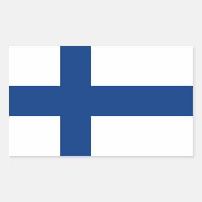 Pegatina Rectangular Bandera finlandesa/finlandesa (civil) (Anverso)