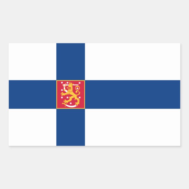 Pegatina Rectangular Bandera finlandesa/finlandesa/finlandesa (Anverso)