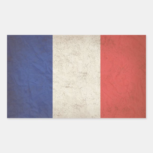 Pegatina Rectangular Bandera francesa angustiada (Anverso)
