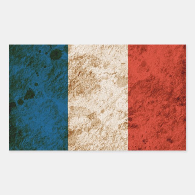 Pegatina Rectangular Bandera francesa irregular (Anverso)