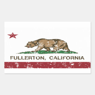 Pegatina Rectangular Bandera Fullerton del estado de California