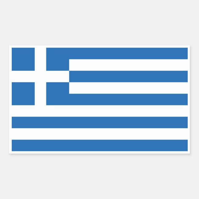 Pegatina Rectangular Bandera griega, bandera de Grecia (Anverso)