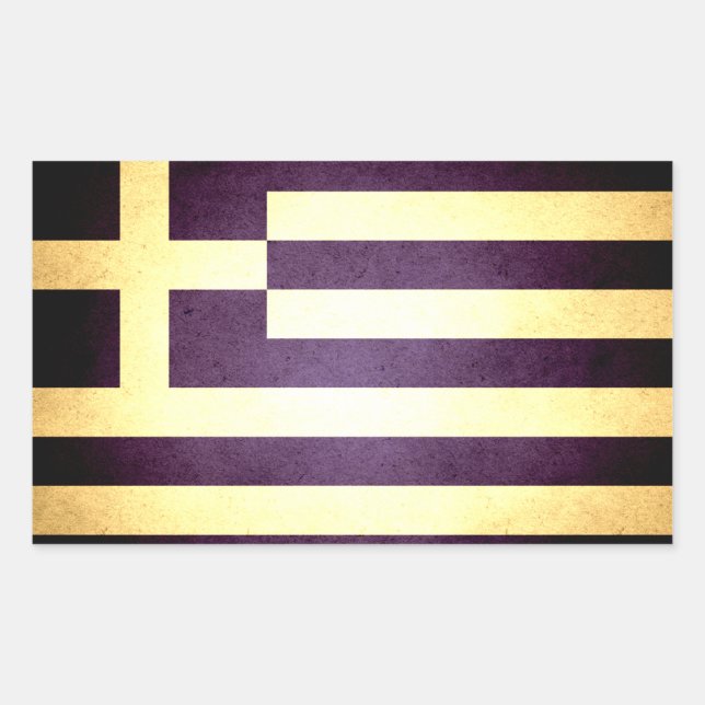 Pegatina Rectangular Bandera griega besada por el sol (Anverso)