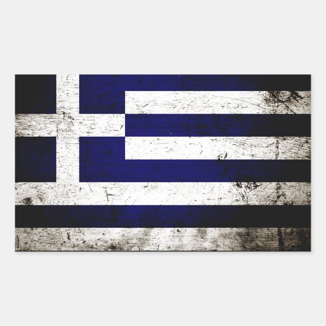Pegatina Rectangular Bandera griega negra de Grecia (Anverso)