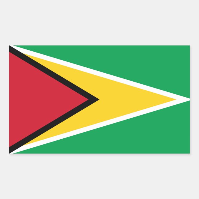 Pegatina Rectangular Bandera guyanesa, bandera de Guyana (Anverso)