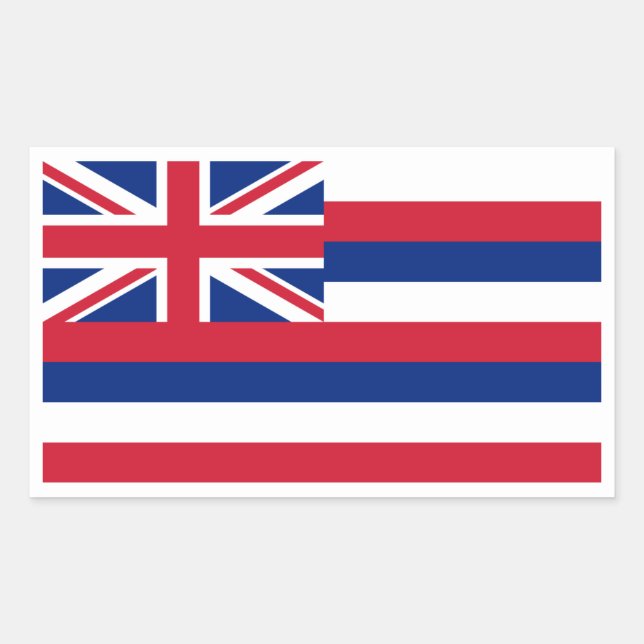 Pegatina Rectangular Bandera hawaiana, bandera de Hawái (Anverso)
