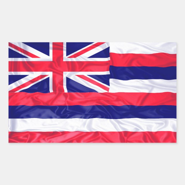 Pegatina Rectangular Bandera hawaiana enquistada (Anverso)