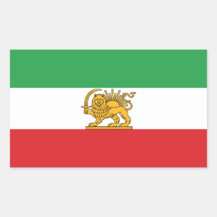 Pegatina Rectangular Bandera histórica original del León y el Sol iraní