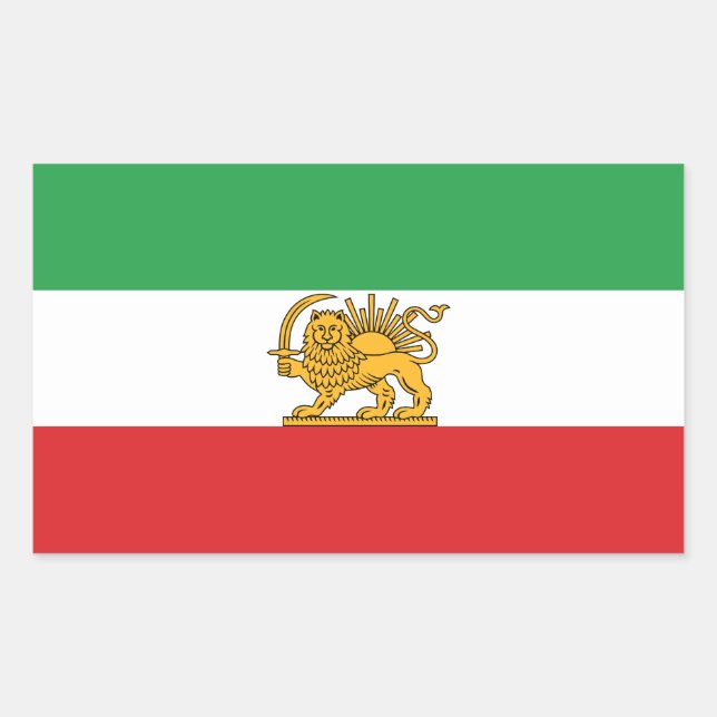 Pegatina Rectangular Bandera histórica original del León y el Sol iraní (Anverso)
