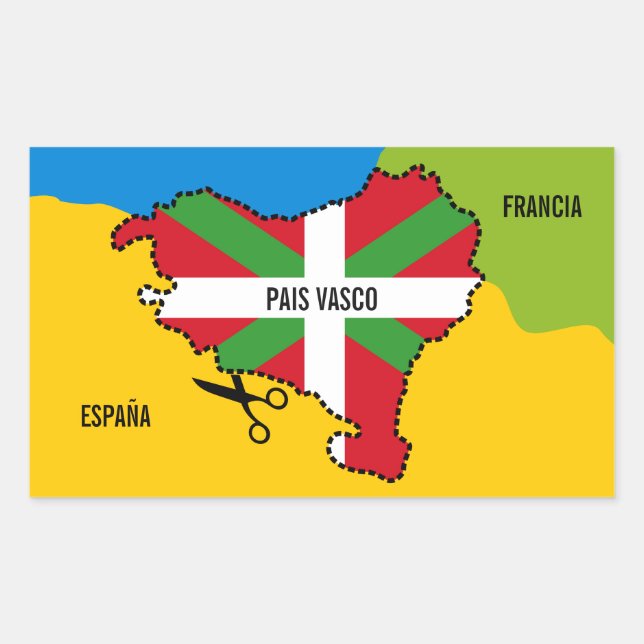 Pegatina Rectangular Bandera Ikurriña, Independencia por el país vasco, (Anverso)