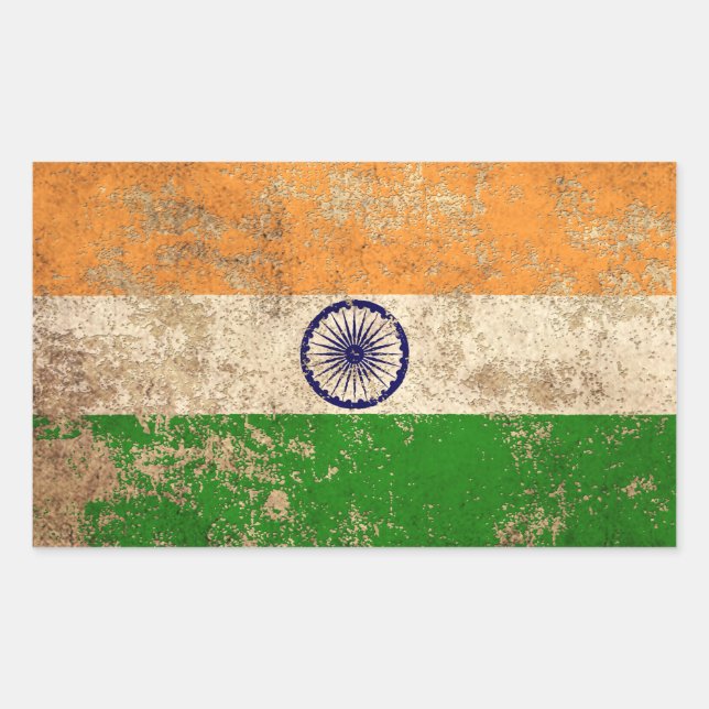 Pegatina Rectangular Bandera india de edad avanzada (Anverso)