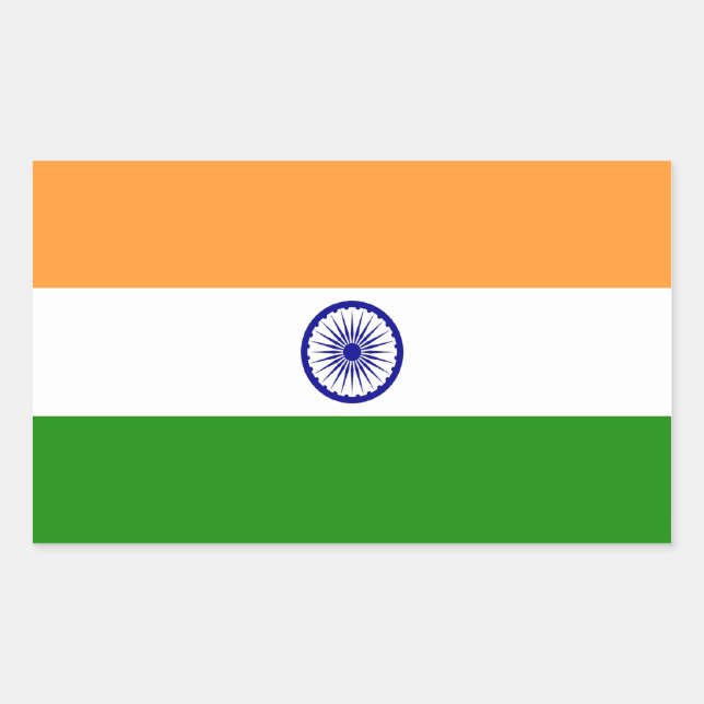 Pegatina Rectangular Bandera India/India (Anverso)