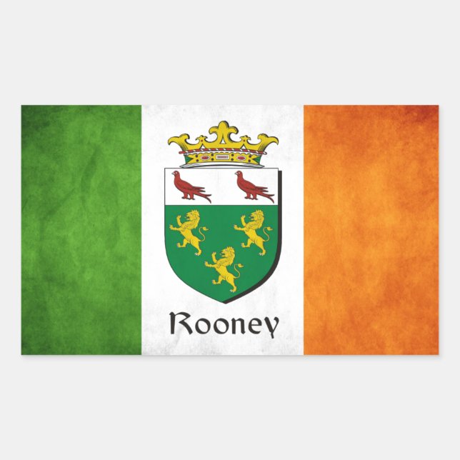 Pegatina Rectangular Bandera irlandesa de Rooney (Anverso)