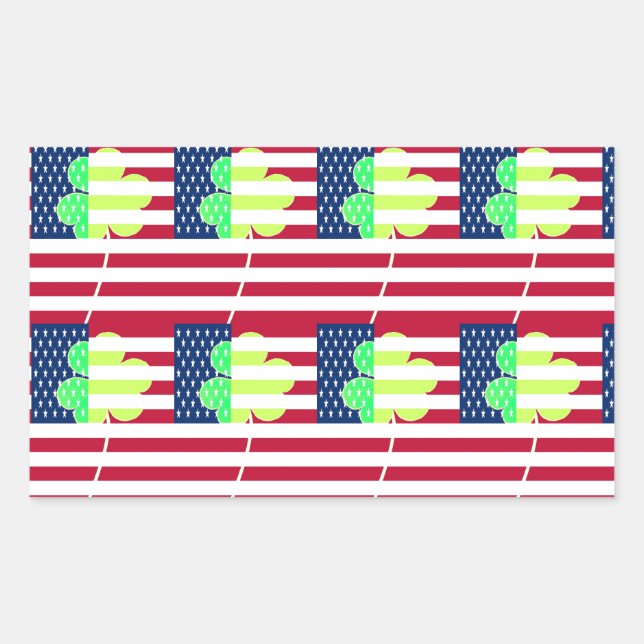 Pegatina Rectangular Bandera irlandesa norteamericana Shamrock Clover S (Anverso)