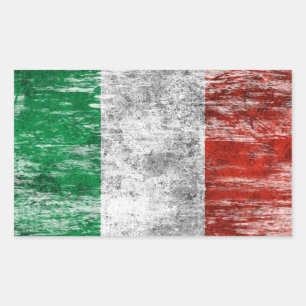 Pegatina Rectangular Bandera italiana esposada y rota