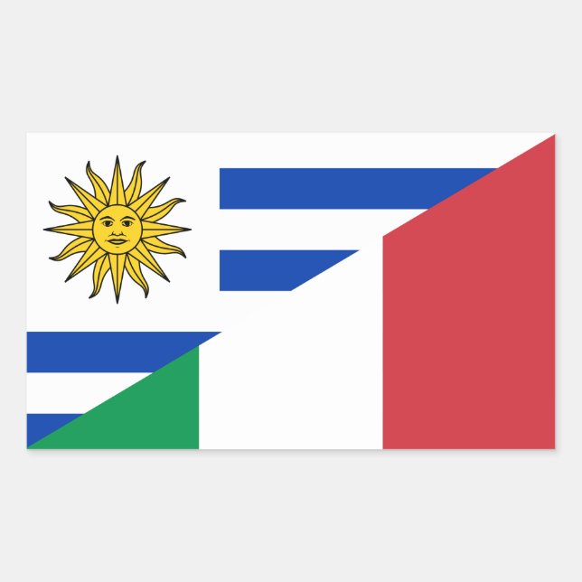 Pegatina Rectangular Bandera italiana uruguaya (Anverso)