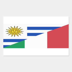 Pegatina Rectangular Bandera italiana uruguaya