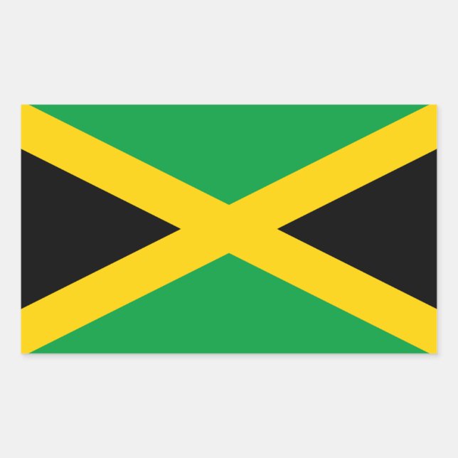 Pegatina Rectangular Bandera jamaiquina, bandera de Jamaica (Anverso)