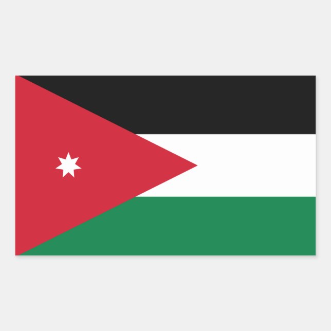 Pegatina Rectangular Bandera jordana, bandera de Jordania (Anverso)