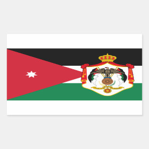 Pegatina Rectangular Bandera jordana y escudo de armas, bandera de Jord