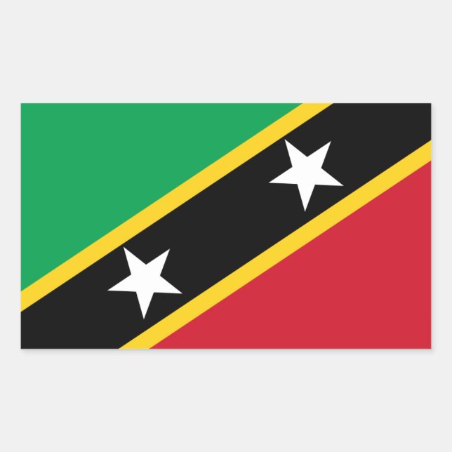 Pegatina Rectangular Bandera kitana/nevisiana, Saint Kitts y Nevis (Anverso)