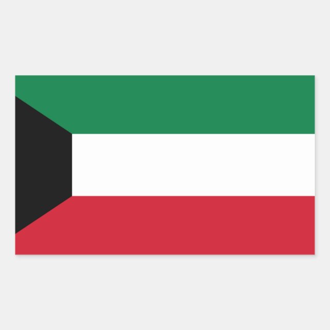 Pegatina Rectangular Bandera kuwaití, bandera de Kuwait (Anverso)