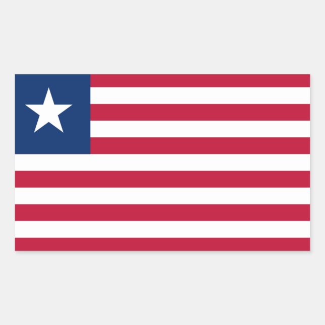 Pegatina Rectangular Bandera liberiana, bandera de Liberia (Anverso)
