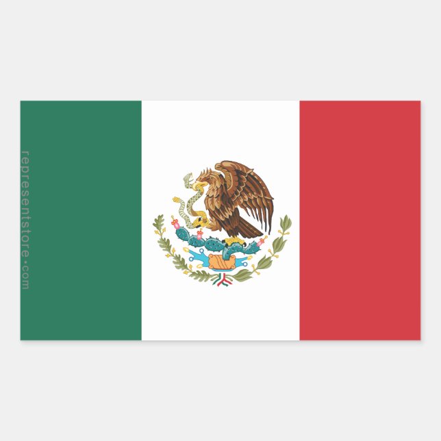 Pegatina Rectangular Bandera llana de México (Anverso)