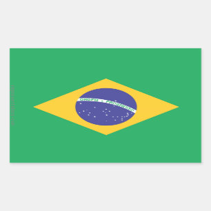 Pegatina Rectangular Bandera llana del Brasil
