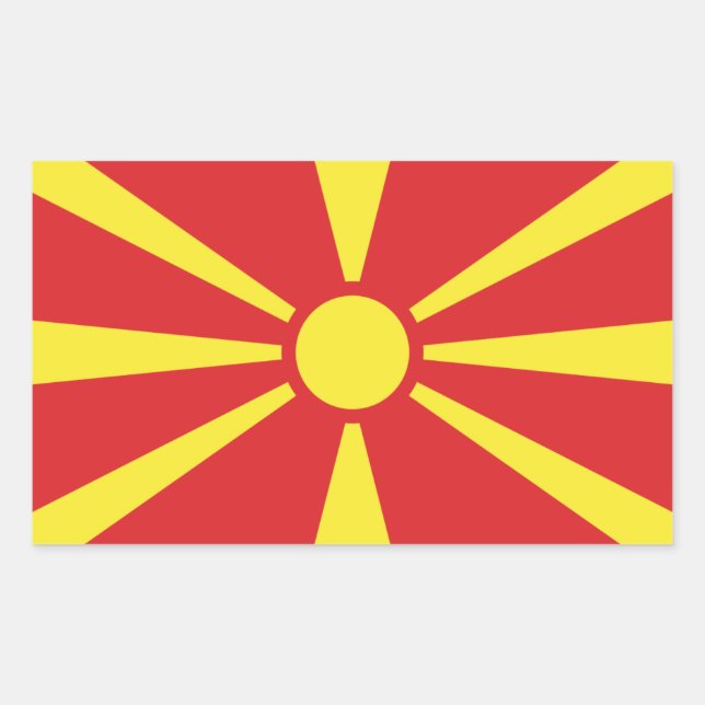 Pegatina Rectangular Bandera macedonia, Bandera del Norte de Macedonia (Anverso)
